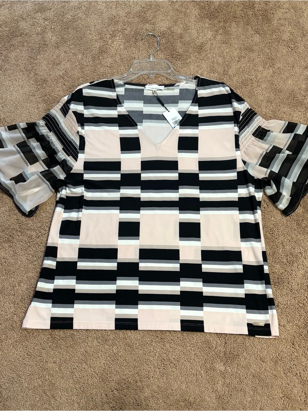 Calvin Klein Striped V-Neck Top